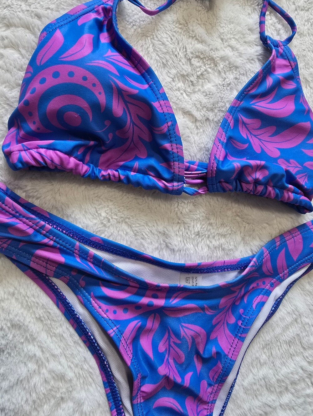 Floral 2pc Bikini Size Small S Pink Blue Swimsuit Swim Wear Tie String - Picture 3 of 5